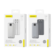 FONENG 20000mAh 22.5W Fast Charging Power Bank with 2 Built-In Cables