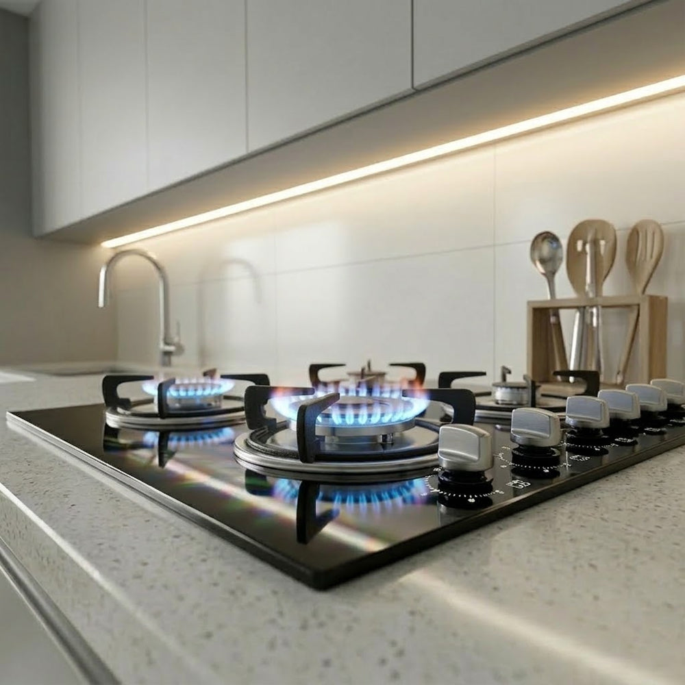 XMY Built-In Tempered Glass 4-Burner Gas Stove