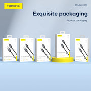 FONENG X119 1m Zinc Alloy Braided Fast Charging Cable