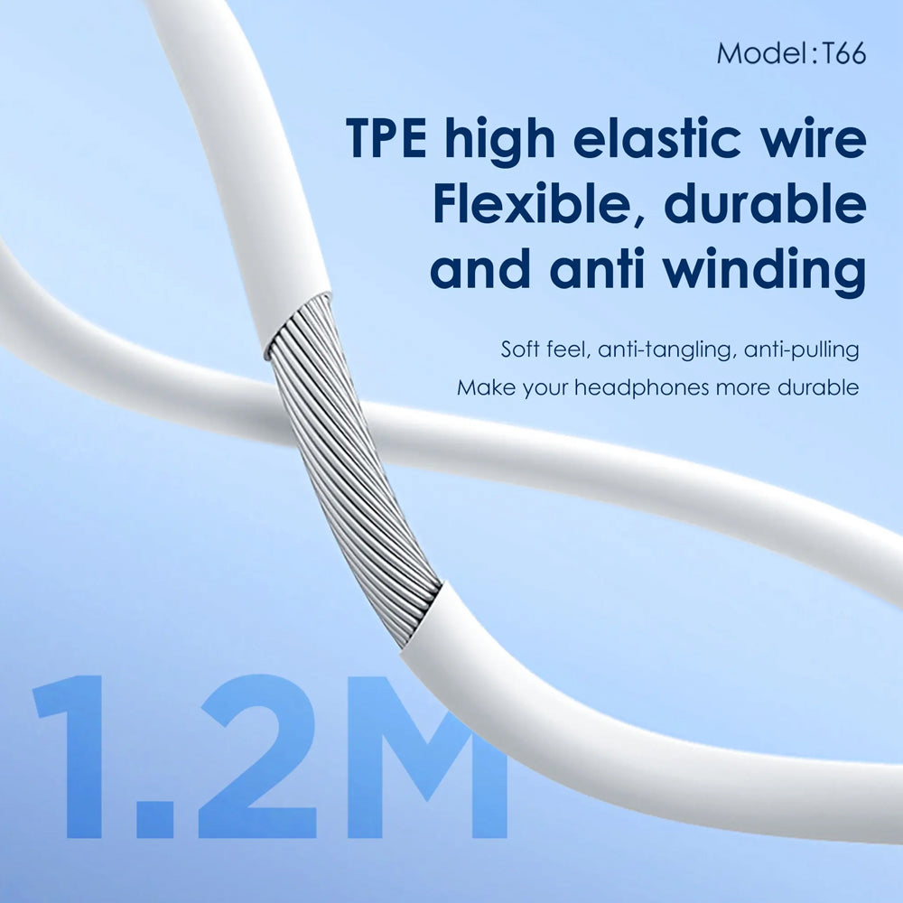 FONENG Half In-Ear Wired Earphones with Microphone – 3.5mm / Type-C / Lightning