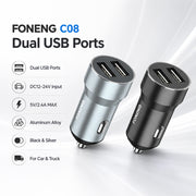 FONENG C08 Dual USB-A 2.4A Metal Car Charger