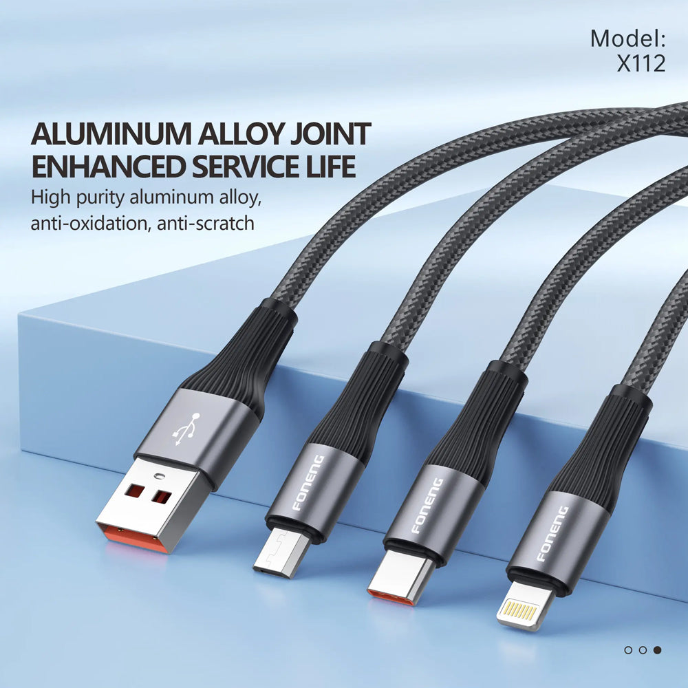 FONENG X112 1m Metal Head Braided Fast Charging Cable 60W / PD27W