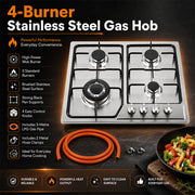XMY 4-Burner Stainless Steel Built-In LPG Gas Hob