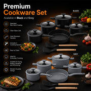 11-Piece Granite Cookware Set with Glass Lids and Cooking Utensils