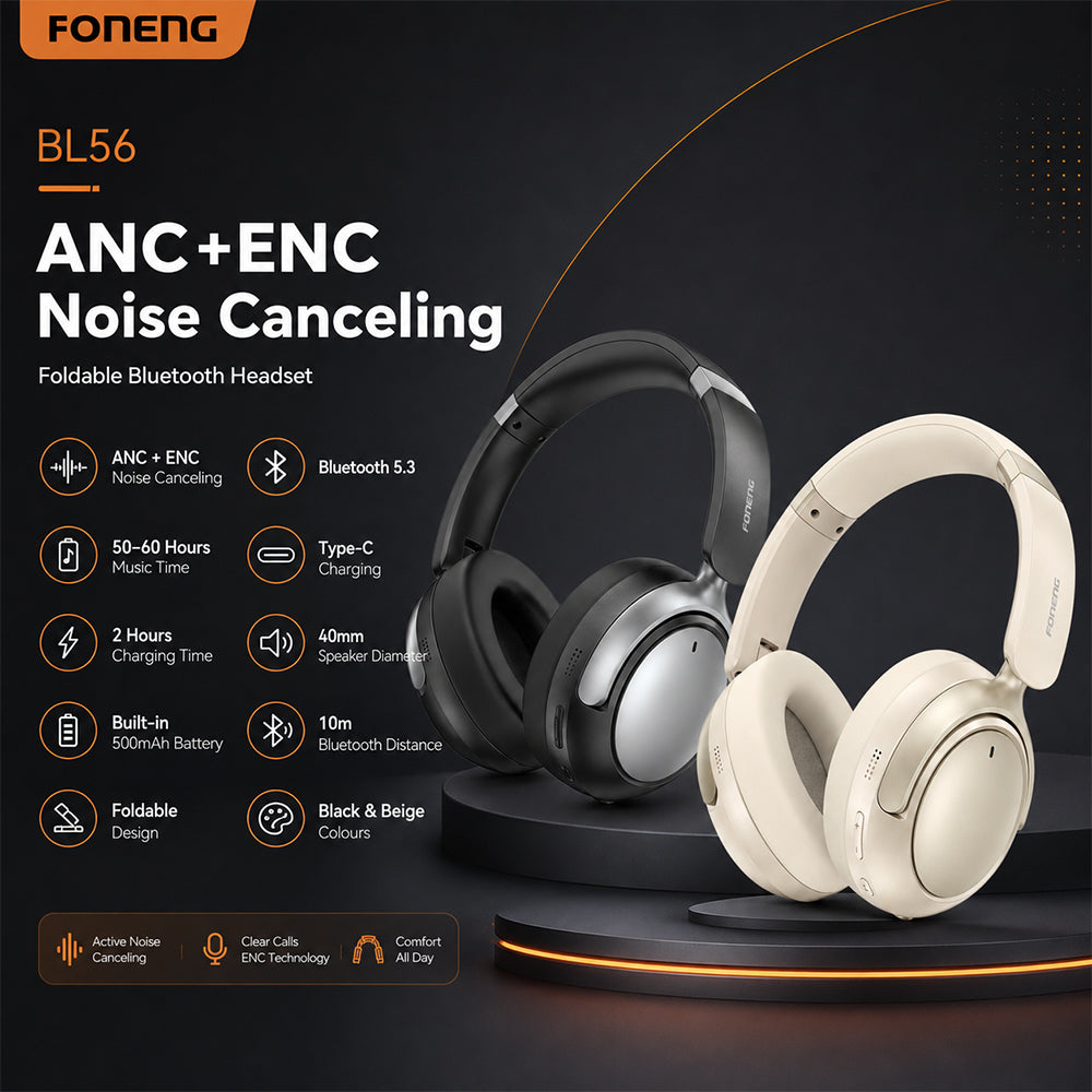 FONENG BL56 ANC & ENC Foldable Bluetooth Wireless Headphones