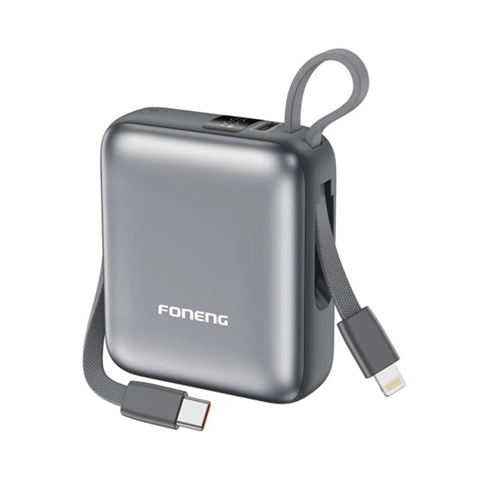 FONENG 10000mAh 22.5W Mini Fast Charging Power Bank with 2 Built-In Cables