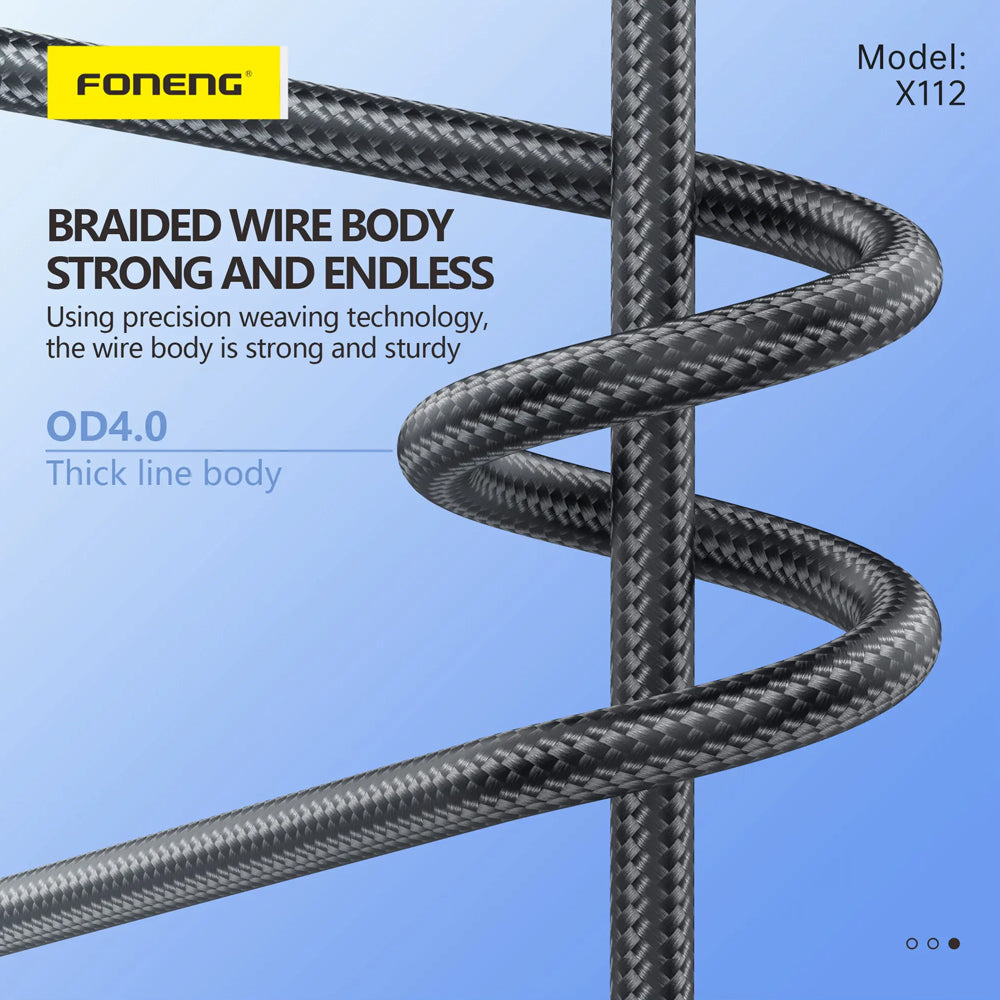 FONENG X112 1m Metal Head Braided Charging Cable