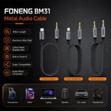 FONENG Metal AUX Audio Cable – 3.5mm / Type-C / Lightning