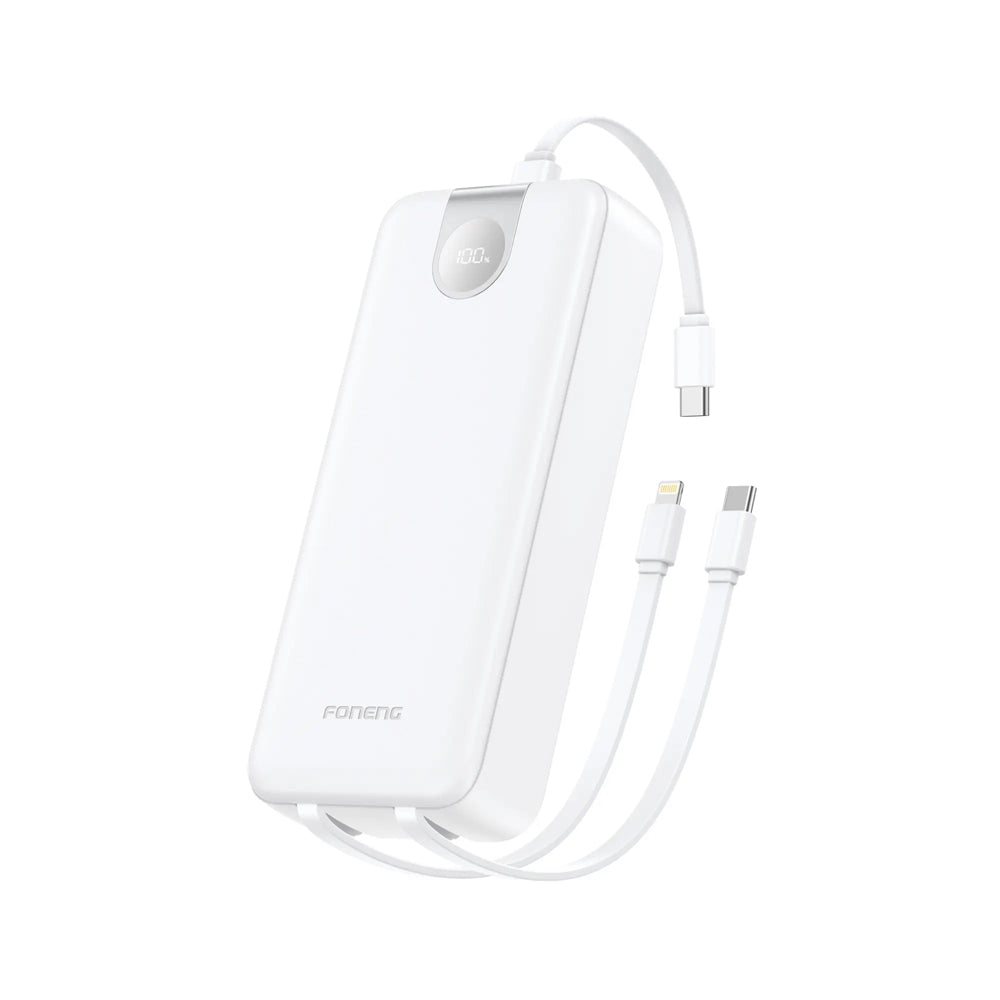 FONENG 20000mAh 22.5W Fast Charging Power Bank with 3 Built-In Cables