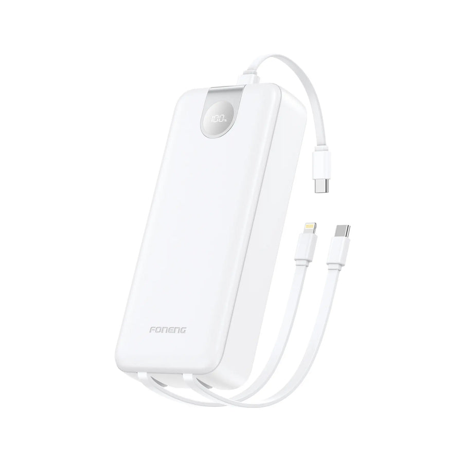 FONENG 20000mAh 22.5W Fast Charging Power Bank with 3 Built-In Cables