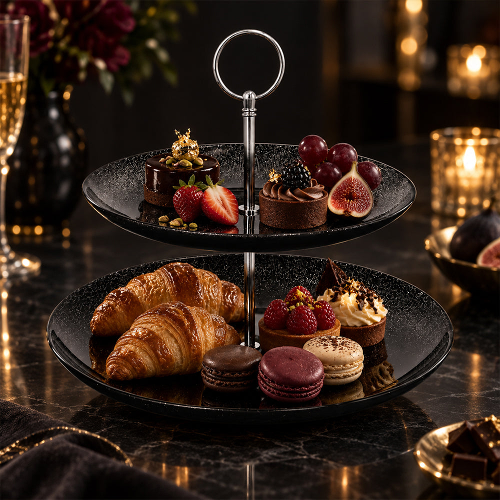 Double-Tier Glass Cake Stand - 27.9cm