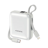 FONENG 10000mAh 22.5W Mini Fast Charging Power Bank with 2 Built-In Cables