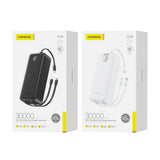 FONENG 30000mAh 22.5W Fast Charging Power Bank with 3 Built-In Cables