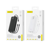 FONENG 20000mAh 22.5W Fast Charging Power Bank with 3 Built-In Cables