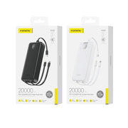 FONENG 20000mAh 22.5W Fast Charging Power Bank with 3 Built-In Cables