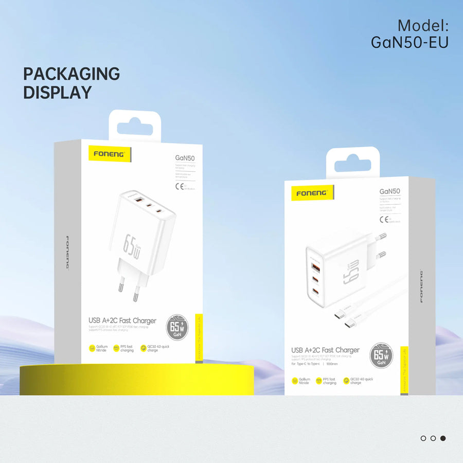 FONENG 65W 3-Port GaN Fast Charger