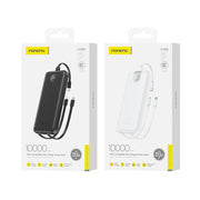 FONENG 10000mAh 22.5W Fast Charging Power Bank with 3 Built-In Cables