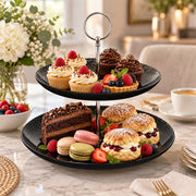Double-Tier Glass Cake Stand - 27.9cm