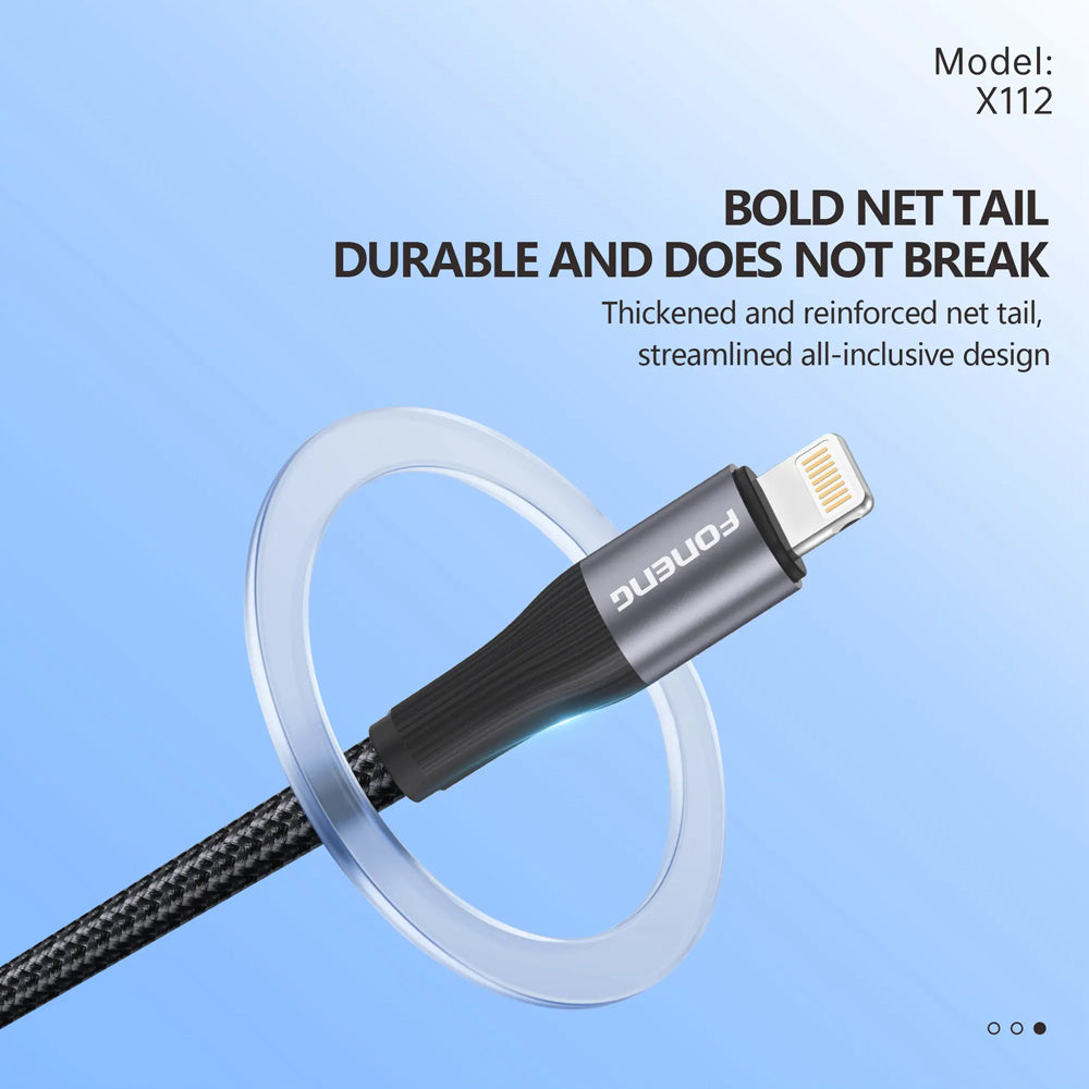 FONENG X112 1m Metal Head Braided Fast Charging Cable 60W / PD27W