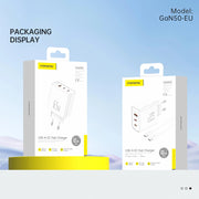 FONENG 65W 3-Port GaN Fast Charger with Type-C to Type-C Cable