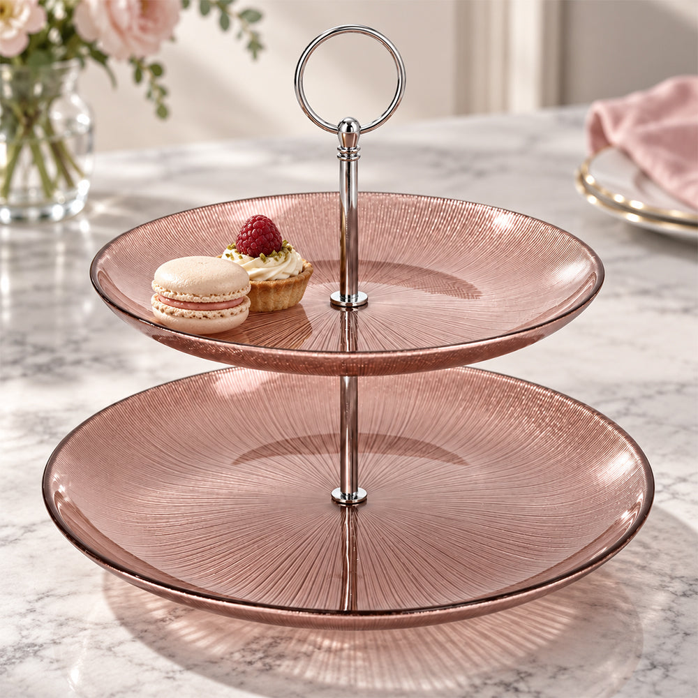 Double-Tier Glass Cake Stand - 27.9cm