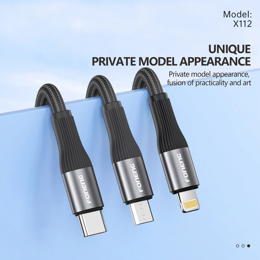 FONENG X112 1m Metal Head Braided Charging Cable