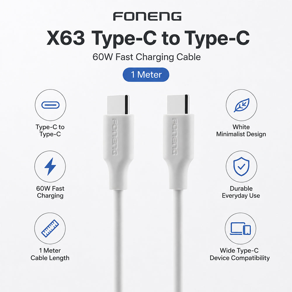 FONENG X63 1m 60W Type-C to Type-C Fast Charging Cable
