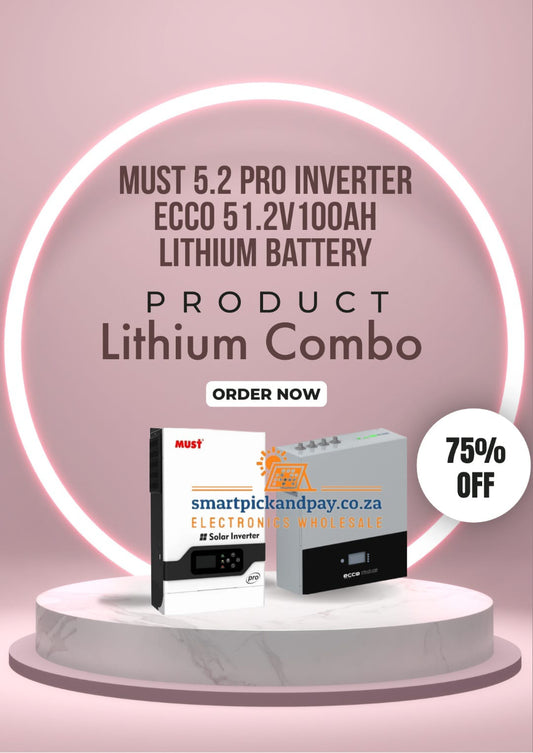 Must 5.2 Pro Hybrid Solar Inverter With ECCO LITHIUM ION PHOSPHATE 51.2V 100AH (WALL MOUNT)