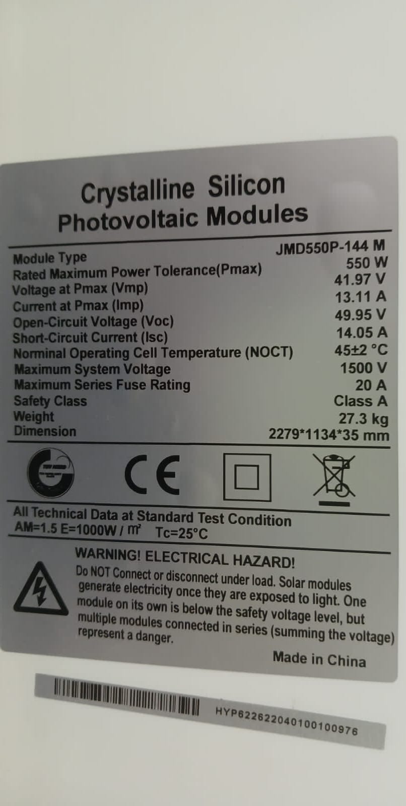 JMD550P SOLAR 550W