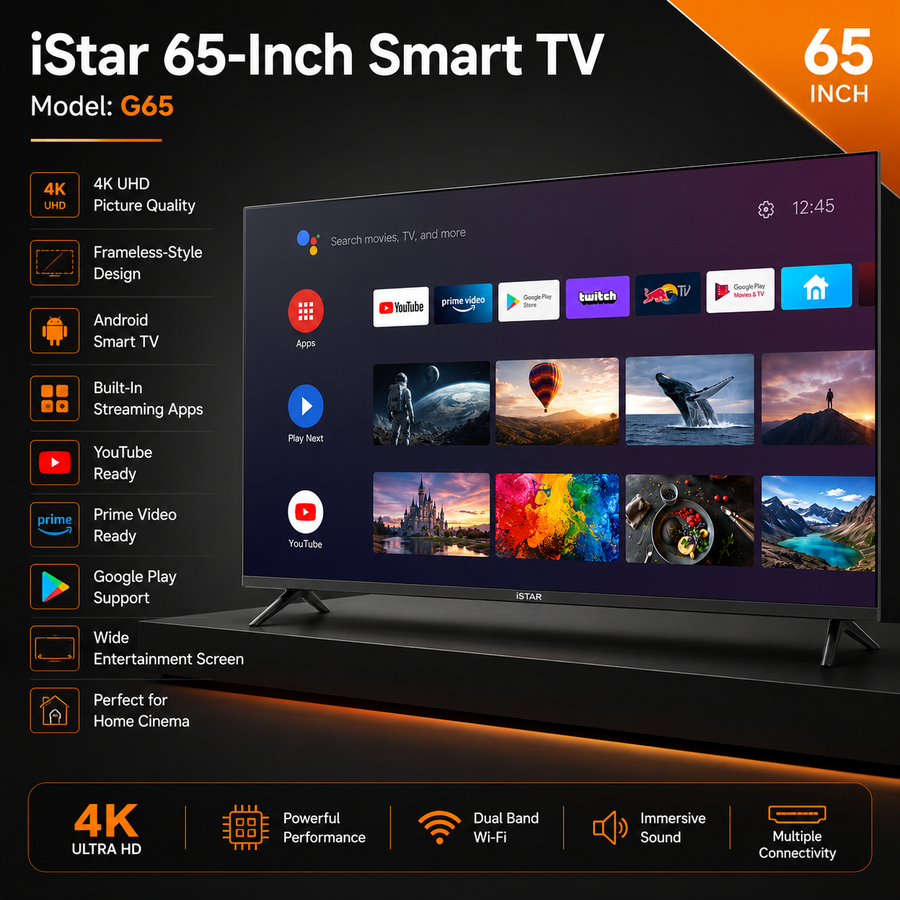 iStar 65-Inch 4K UHD Frameless Android Smart TV
