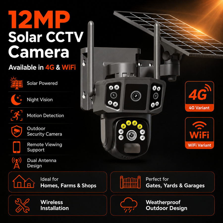 12MP 4G Solar CCTV Security Camera with Night Vision