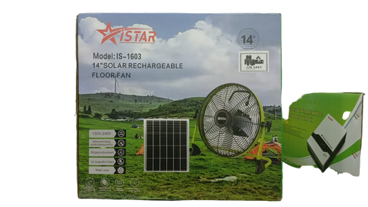 ISTAR 14" Solar Rechargeable Floor Fan