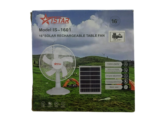 ISTAR 16" Solar Rechargeable Table Fan