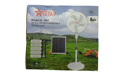 ISTAR 16" Solar Rechargeable Stand Fan