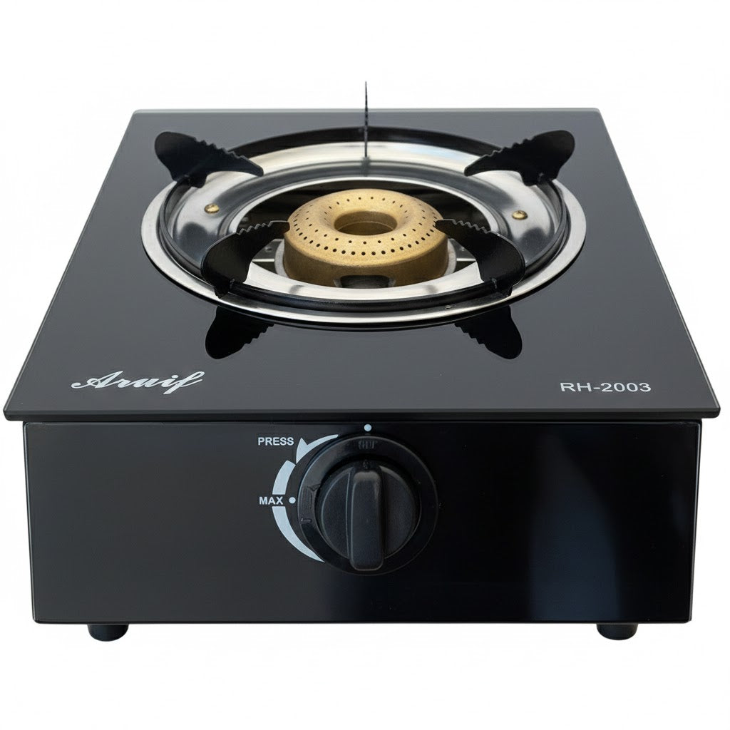 Aruif Single Burner Tempered Glass Gas Stove – RH-2003 High-Efficiency Cooker