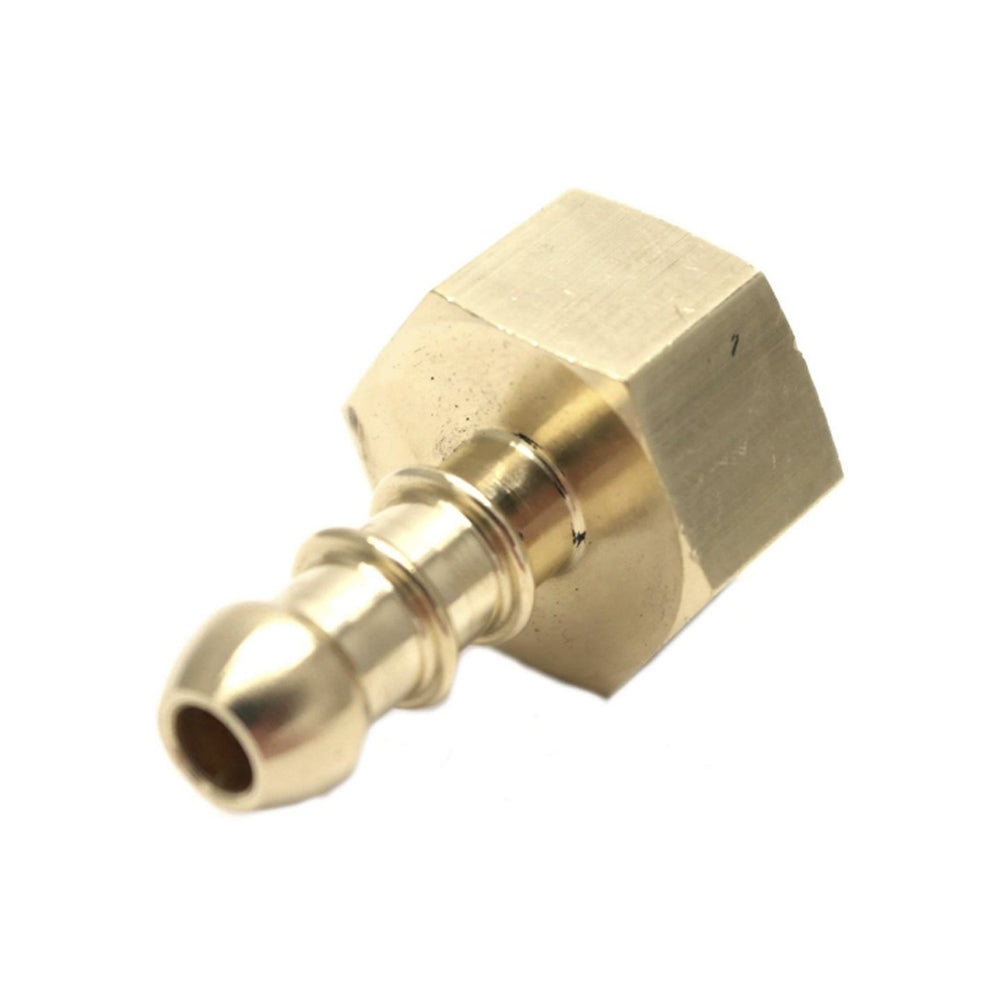 1/4" Female Threaded to 8mm Barbed Hose Tail Adaptor – Brass (Pack of 2)