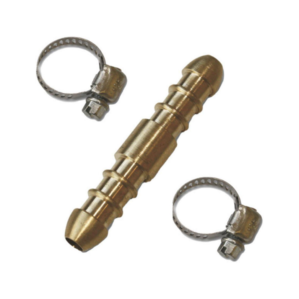 8mm Heavy-Duty Brass Gas Hose Joiner & Clamp Repair Set - Pack of 2