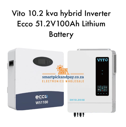 Vito 10.2 Kva Hybrid Inverter and Ecco 51.2V100Ah 5Kwh Lithium Battery