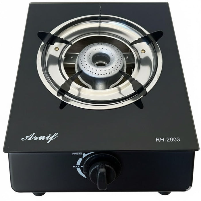 Aruif Single Burner Tempered Glass Gas Stove – RH-2003 High-Efficiency Cooker